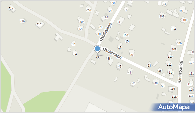 Rudnik nad Sanem, Okulickiego Leopolda, gen., 36, mapa Rudnik nad Sanem