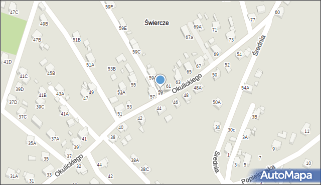 Rybnik, Okulickiego Leopolda, gen., 59, mapa Rybnika