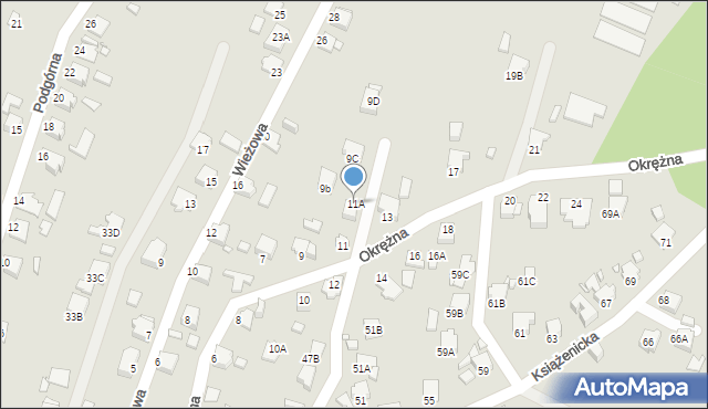 Rybnik, Okrężna, 11A, mapa Rybnika