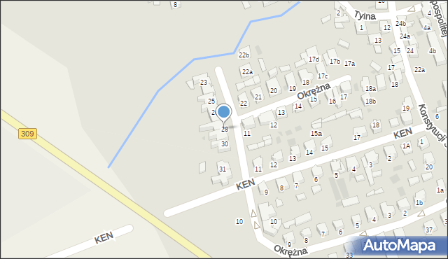 Rydzyna, Okrężna, 28, mapa Rydzyna