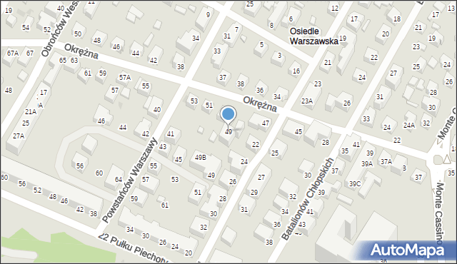 Siedlce, Okrężna, 49, mapa Siedlce