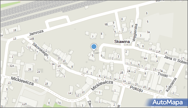 Skawina, Okrężna, 5A, mapa Skawina