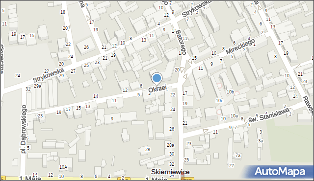 Skierniewice, Okrzei Stefana, 2b, mapa Skierniewic