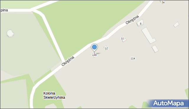 Skwierzyna, Okrężna, 14a, mapa Skwierzyna