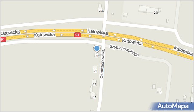 Sławków, Okradzionowska, 29, mapa Sławków