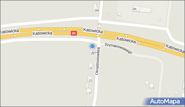 Sławków, Okradzionowska, 29, mapa Sławków