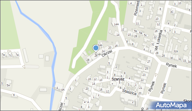 Słomniki, Okrzei Stefana, 26, mapa Słomniki