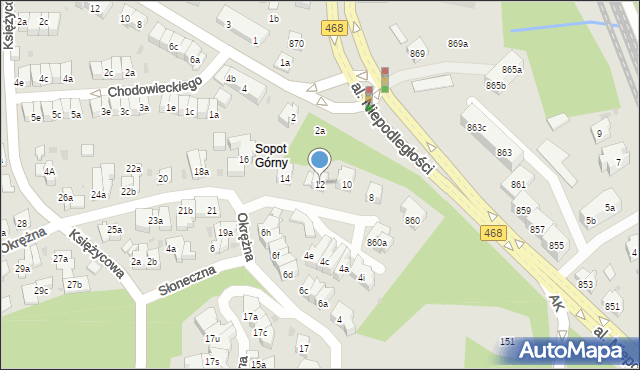 Sopot, Okrężna, 12, mapa Sopotu