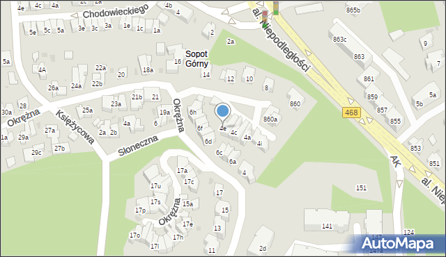 Sopot, Okrężna, 4e, mapa Sopotu