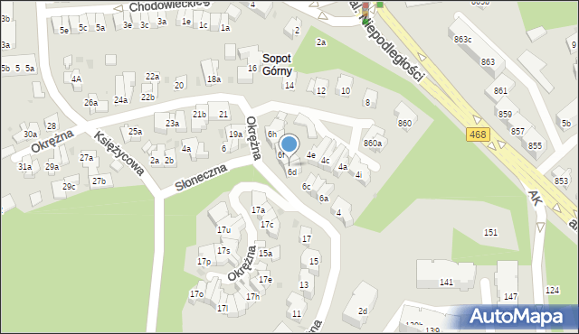 Sopot, Okrężna, 6e, mapa Sopotu