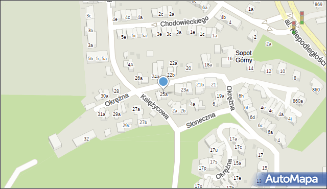 Sopot, Okrężna, 25a, mapa Sopotu