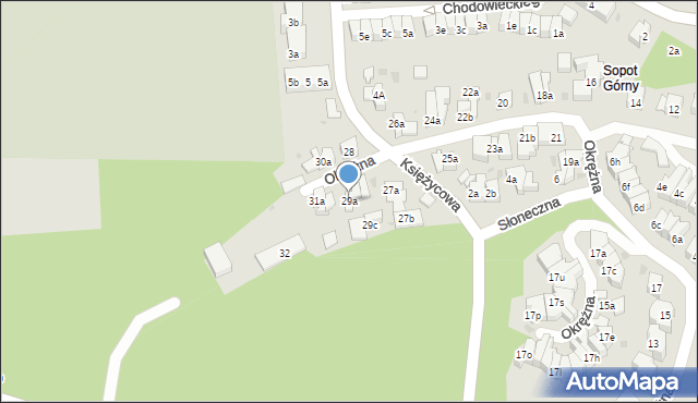 Sopot, Okrężna, 29a, mapa Sopotu