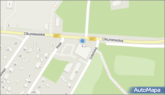 Sulejówek, Okuniewska, 1A, mapa Sulejówek