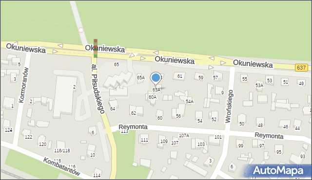 Sulejówek, Okuniewska, 63A, mapa Sulejówek