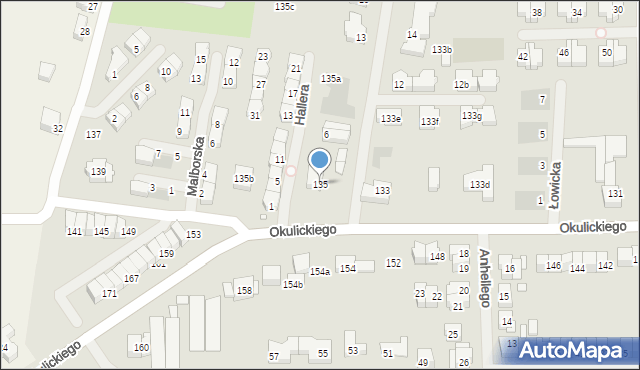 Szczecin, Okulickiego Leopolda, gen., 135, mapa Szczecina