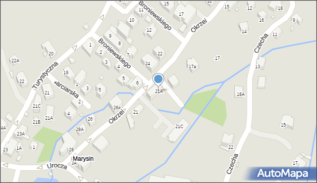 Szklarska Poręba, Okrzei Stefana, 21A, mapa Szklarska Poręba