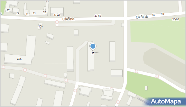 Toruń, Okólna, 37, mapa Torunia