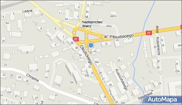Wałcz, Okulickiego Leopolda, gen., 41, mapa Wałcz