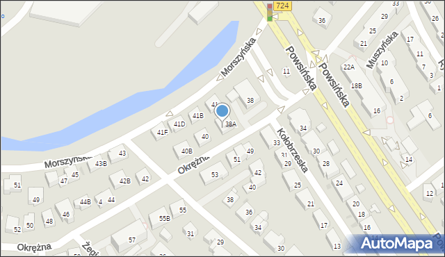 Warszawa, Okrężna, 38B, mapa Warszawy