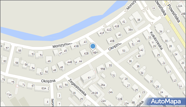 Warszawa, Okrężna, 42A, mapa Warszawy