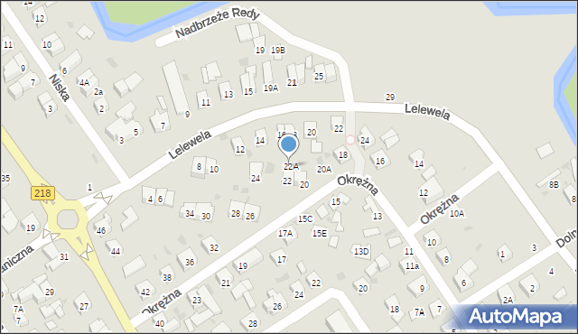 Wejherowo, Okrężna, 22A, mapa Wejherowo