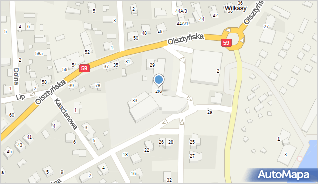 Wilkasy, Okrężna, 29a, mapa Wilkasy