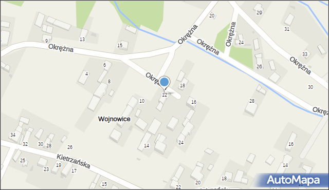 Wojnowice, Okrężna, 12, mapa Wojnowice