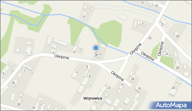 Wojnowice, Okrężna, 15, mapa Wojnowice