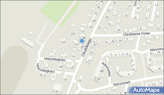 Wrocław, Okulickiego Leopolda, gen., 22, mapa Wrocławia