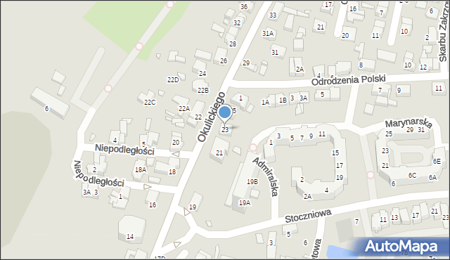 Wrocław, Okulickiego Leopolda, gen., 23, mapa Wrocławia