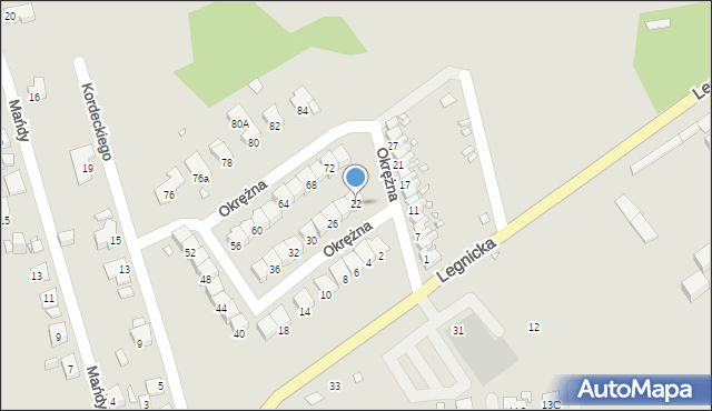 Zabrze, Okrężna, 22, mapa Zabrza