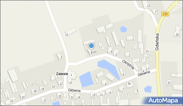 Zalesie, Okrężna, 8, mapa Zalesie