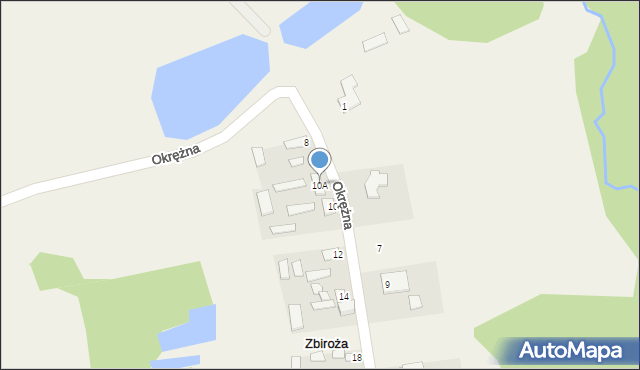 Zbiroża, Okrężna, 10A, mapa Zbiroża