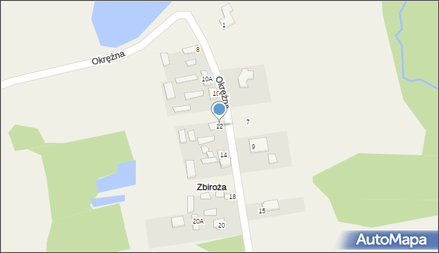 Zbiroża, Okrężna, 12, mapa Zbiroża