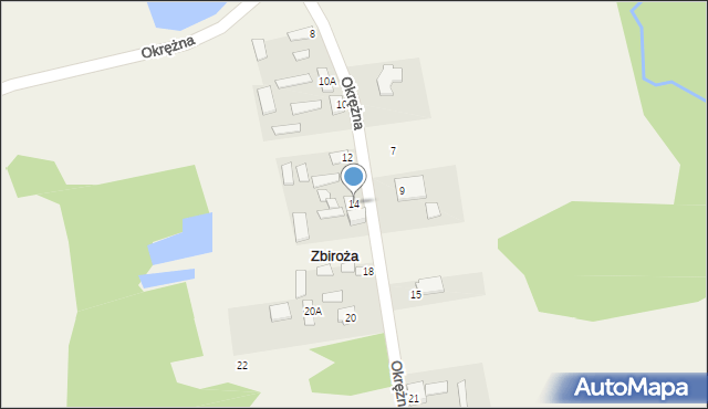 Zbiroża, Okrężna, 14, mapa Zbiroża