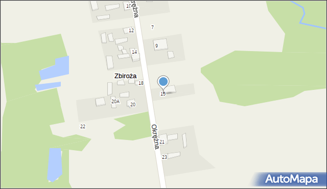 Zbiroża, Okrężna, 15, mapa Zbiroża