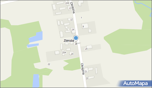 Zbiroża, Okrężna, 18, mapa Zbiroża