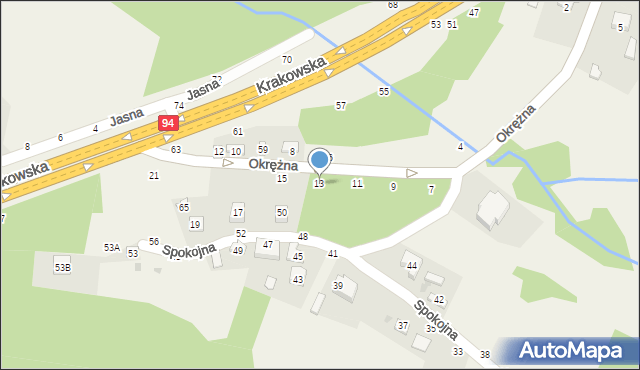 Zgłobice, Okrężna, 13, mapa Zgłobice