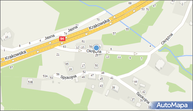 Zgłobice, Okrężna, 15, mapa Zgłobice