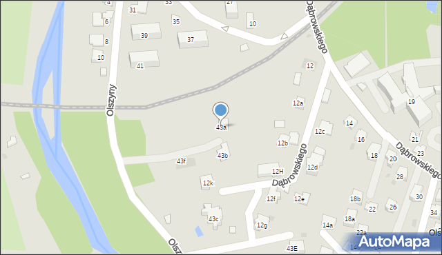 Andrychów, Olszyny, 43a, mapa Andrychów