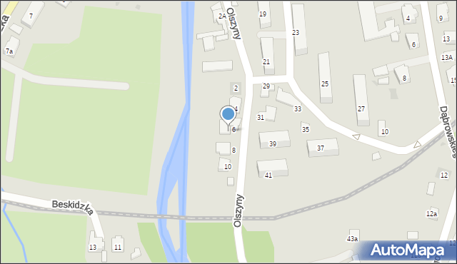 Andrychów, Olszyny, 6A, mapa Andrychów