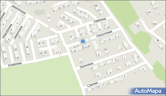 Będzin, Olszynowa, 31, mapa Będzin