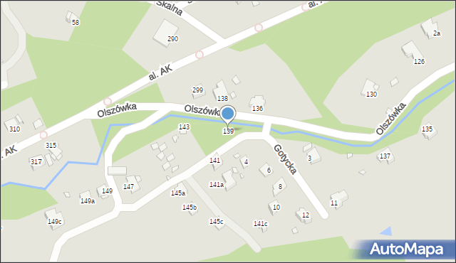 Bielsko-Biała, Olszówka, 139, mapa Bielsko-Białej