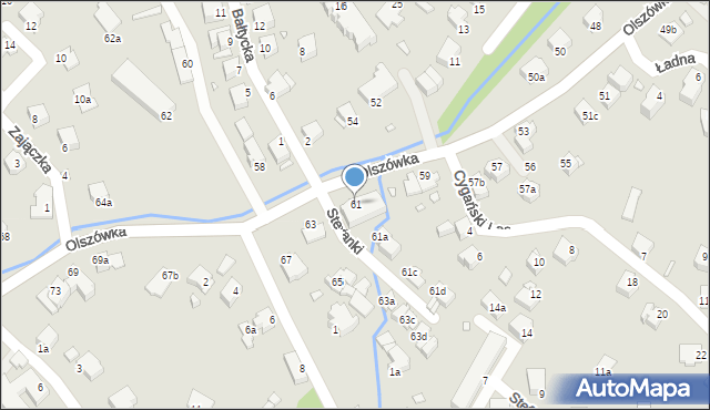 Bielsko-Biała, Olszówka, 61, mapa Bielsko-Białej