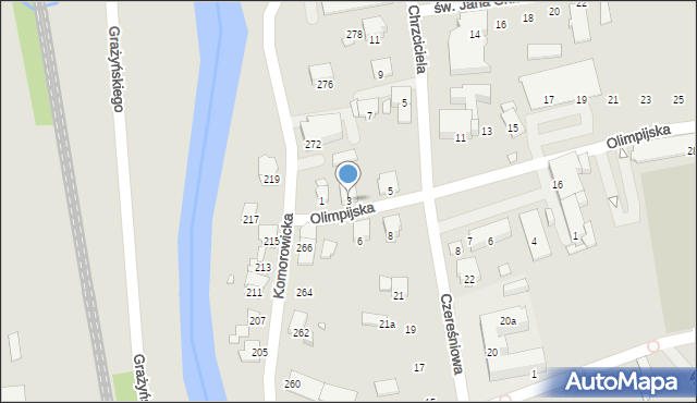 Bielsko-Biała, Olimpijska, 3, mapa Bielsko-Białej