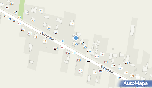 Biskupice, Olsztyńska, 105, mapa Biskupice