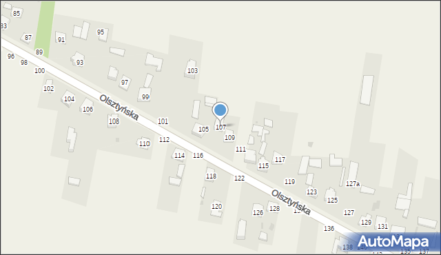 Biskupice, Olsztyńska, 107, mapa Biskupice