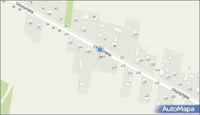 Biskupice, Olsztyńska, 108, mapa Biskupice