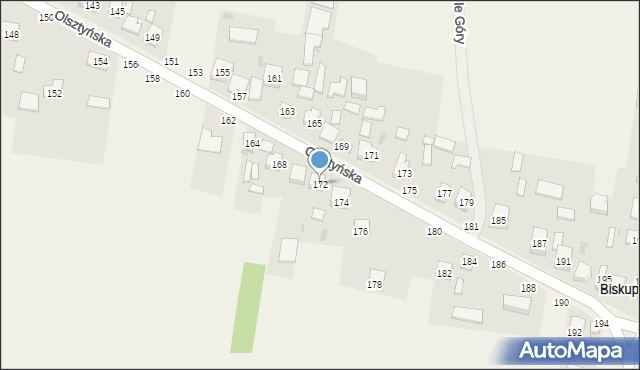 Biskupice, Olsztyńska, 172, mapa Biskupice