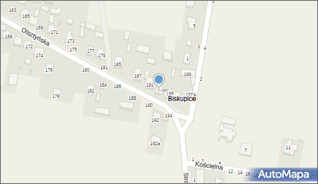 Biskupice, Olsztyńska, 193, mapa Biskupice